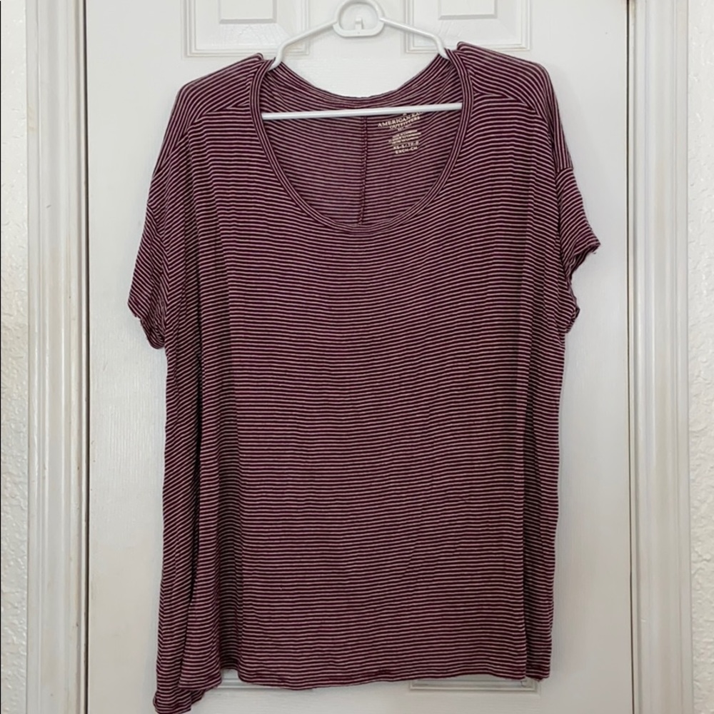 oversized maroon and white shirt